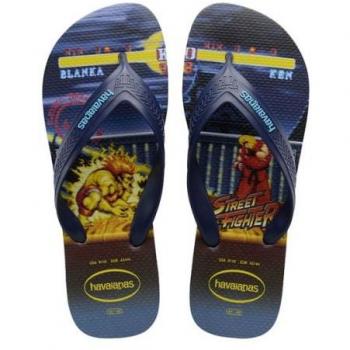 Chanclas Top Max Street Fighter Azul Havaianas con diseño exclusivo, suela de goma, plantilla cómoda, tiras de PVC suave y resistente al agua