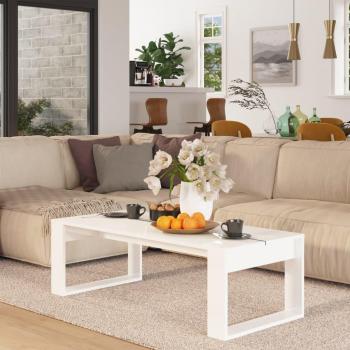 Mesa de centro de aglomerado negro con brillo y madera contrachapada blanca, dimensiones 110x50x35 cm, para comedor y salón