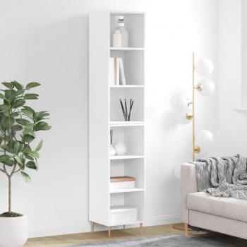 Aparador alto de madera contrachapada blanco 34,5x32,5x180 cm