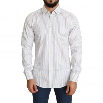 Dolce & Gabbana White Striped Formal MARTINI Shirt - IT40 | M