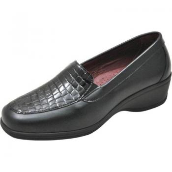 Zapatos para Plantillas LUMEL modelo Mocasín con elásticos en el empeine muy ancho color negro para mujer