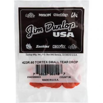 Dunlop Tortex Small Teardrop Guitar Picks - 0.60mm, 36 Pack, Orange