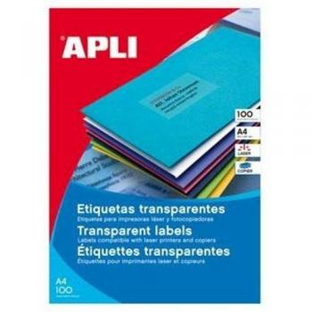 Apli Paper Ref. 1225 Etiquetas Adhesivas Poliéster Transparente L/C A4