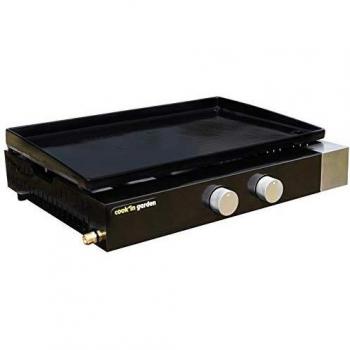 Plancha de Gas FINESTA 2 Quemadores 5kW con Capot de Protección - Negra