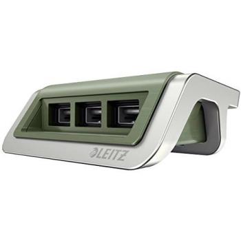Leitz Cargador USB de 3 puertos, Con cable Micro USB extra corto incluido, Negro satinado, Style, 62070094