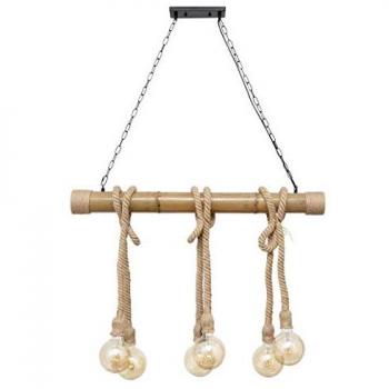 Lámpara Colgante Soga 6xE27 Cuerda de Cáñamo Marrón 100x80 cm 40W