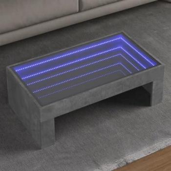 Mesa de centro LED de hormigón gris infinito 90x50x30 cm
