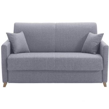 Sofá cama nórdico 2-3 plazas gris con madera clara y colchón de 13 cm SKANDY