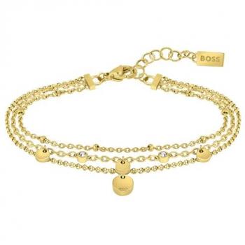 Pulsera de Acero Inoxidable para Mujer BOSS Iris con Cadenas Múltiples y Cristales en Oro Amarillo - 1580335