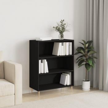 Estantería de madera de ingeniería 69,5x32,5x90 cm en blanco y negro, brillante, para oficina, estudio y dormitorio - Mueble de almacenaje tipo estantería/librería