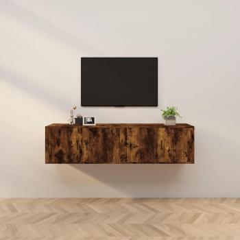 Mueble para TV de pared 2 uds, dimensiones 80x34,5x40 cm, color roble ahumado, diseño moderno para salón