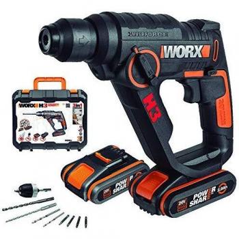 Worx WX390.1 Martillo perforador Atornillador, 20 V, Negro, sds plus, a batería