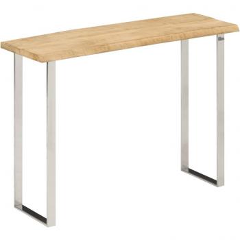 Mesa consola de madera maciza de mango con borde natural 105x33x76 cm Marrón