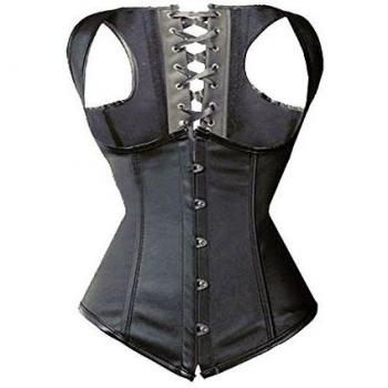 Lingerie: Corset underbust - con tirantes - para reducir cintura y torso - polipiel - negro