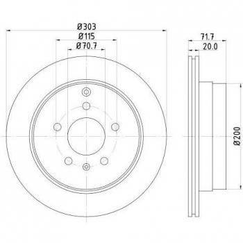 Disco de freno HELLA 8DD 355 128-821 Alta Carbono, 303mm, 20mm, Interior Ventilado para CHEVROLET Captiva, OPEL Antara