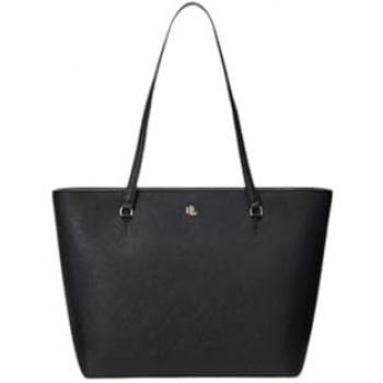 Bolso Shopper Karly de Piel Negra para Dama - Ralph Lauren