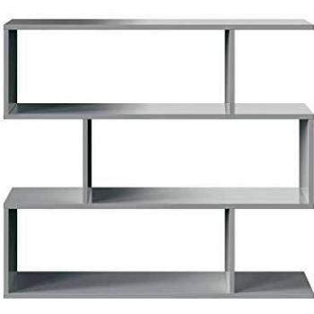 Habitdesign Estantería Baja Salon Comedor Athena, Libreria Oficina, Separador Ambientes, Color Blanco Brillo, Medidas: 110 cm