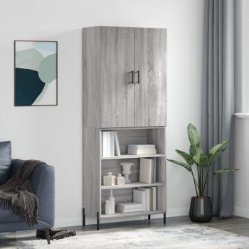 Aparador alto de madera contrachapada gris sonoma 69,5x34x180 cm