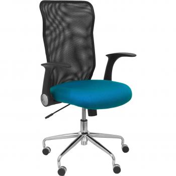Silla de Oficina Minaya Respaldo Malla Negro Asiento Bali Verde Petróleo