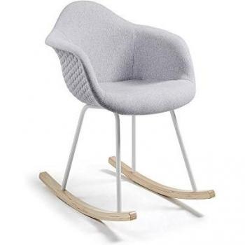 Kave Home - Mecedora Kevya Gris Claro con reposabrazos y Patines de Madera Maciza de Haya