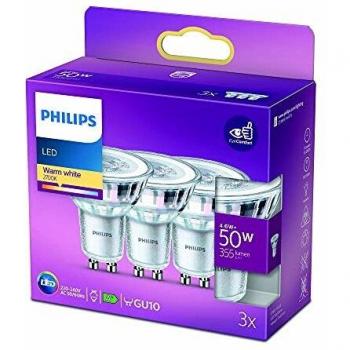 Philips Pack 3 Bombillas LED GU10 50W Luz Blanca Cálida 2700K