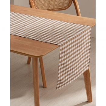 Camino de mesa Vichy taupé 45x170 cm - Elegante mantel rectangular antimanchas impermeable con diseño a cuadros, tacto tela algodón transpirable y suave