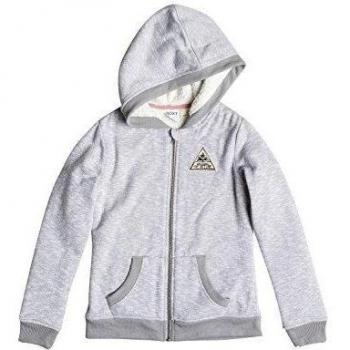 Roxy Swift Drift Sherpa - Sudadera con capucha y cremallera para niñas, color gris, talla M