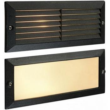 Luz exterior empotrada de aluminio aleación Eco IP44 40W pintura negra texturizada y vidrio esmerilado - Saxby Lighting