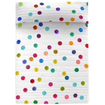 Colcha Happyfriday Confetti 100% Algodón Multicolor 180x260 cm (Cama 80/90/105) - Calidad de 150 TC, Hecho en España