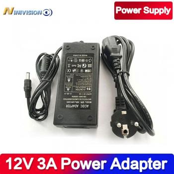 Adaptador de fuente de alimentación AC a DC 12V 3A 36W para cámaras de seguridad y tiras LED (2.1mm y 2.5mm)