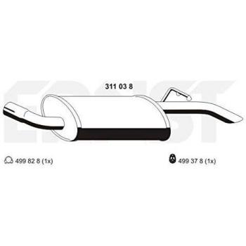 Silenciador trasero ERNST 311038 para FORD
