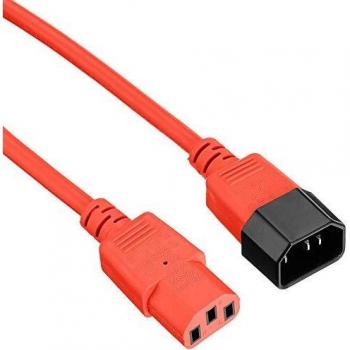 Cable de Alimentación C13 a C14 Rojo 3,00 m - Conectores Macho/Femenino, 230V, 50 Hz