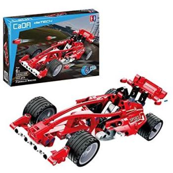 CaDA Formula 1 Racing Car Building Blocks Set with Pull-Back Motor, 144 Pieces, Compatible with LEGO Technic - Model No. 927DE52016