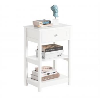 SoBuy Mesa auxiliar con cajones y estantes MDF blanca, FBT46-W