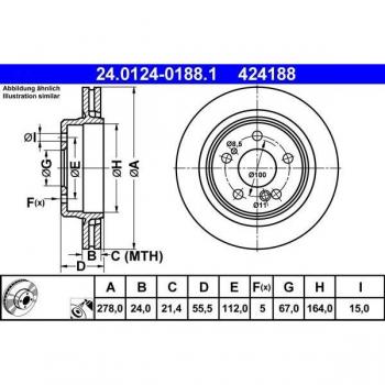 Disco de freno ATE 24.0124-0188.1, ventilado, altamente carbonizado, 1 pieza