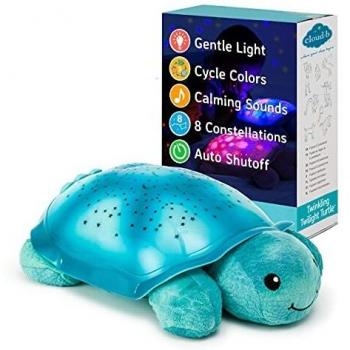 Tortuga Brillante Nocturna Cloud b® - Proyector de Estrellas con Sonidos Relajantes | Brillo Suave | 3 Colores | Apagado Automático | Aqua