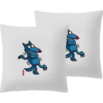Kukuxumusu - 2 Fundas de almohada LOBO 65x65 cm 100% algodón