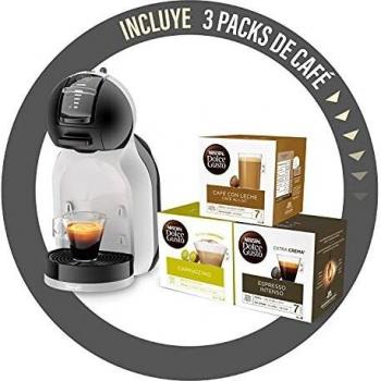 Nescafé Dolce Gusto De'Longhi Mini Me EDG155.BG - Máquina de Café de Cápsulas para Café Espresso con 3 packs de café, 0.8 L, Color Negro, Gris