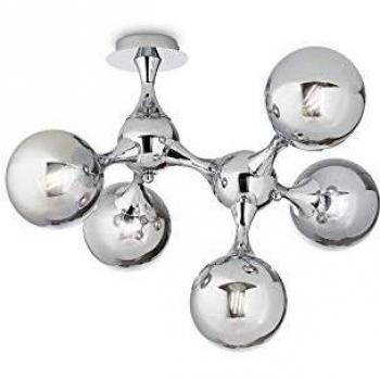 Plafón Nodi Metal Cromo 5 bombillas 55cm