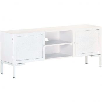 vidaXL TV Cabinet White 115x30x46 cm Solid Mango Wood