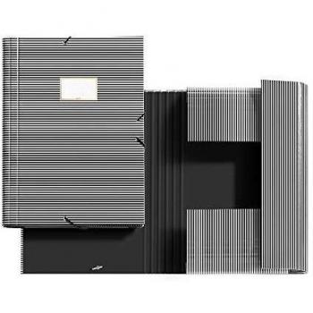 Miquelrius - Carpeta cartón solapas A4 rayas black & white