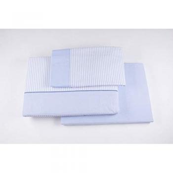 Sábanas de Franela Premium 100% Algodón Diseño 546 Azul para Cama Individual de 90 cm