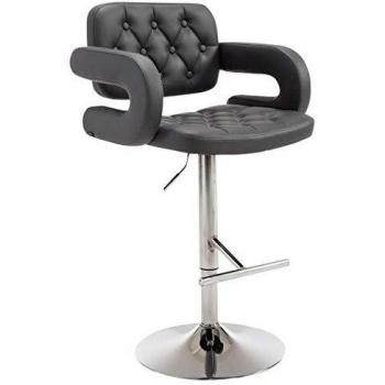 Taburete Dublin Gris con Asiento de Piel Sintética y Altura Ajustable
