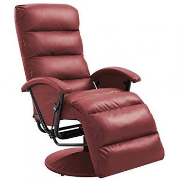 vidaXL Sillón reclinable para TV de cuero sintético color vino tinto