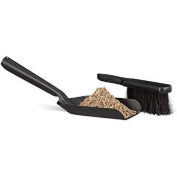 Durable Steel Small Dustpan and Brush Set with Sweeper, Black