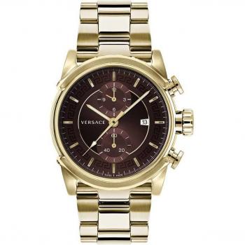 Versace Chrono Urban Men's Watch Gold Stainless Steel Brown Dial Yellow Male Size: ONE SIZE