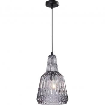 Lámpara colgante Lindby Belarion, gris, 1 luz, cristal, Ø 23 cm, Vintage, hecho de vidrio, para salón y comedor, tipo de bombilla E27