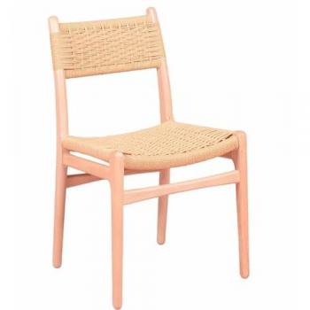 Nest Dream - Silla de comedor nórdica en madera de haya - Liam - Haya Natural - Fabricada en Madera de Haya Natural - Respaldo y Asiento Cuerda ecológica Natural entrelazada - Estilo nórd