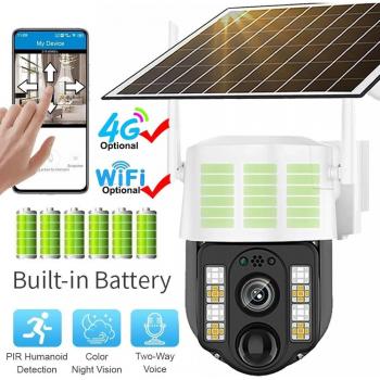 Cámara Solar 4G/WiFi para Exteriores, Impermeable, IP, Detección Humana PIR, Protección de Seguridad CCTV, Batería Incorporada con Panel Solar