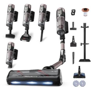 Aspiradora sin Cable Rowenta X-Force Flex 16.60 Aqua, Alta Potencia de Succión 315 AW, Autonomía de 120 Minutos, con Luz LED y Diseño Flexible